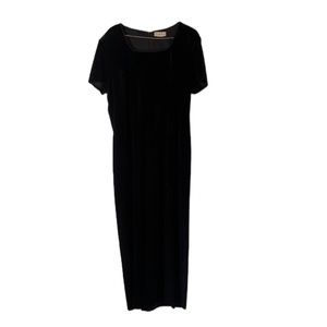 Worthington velvet soft square long maxi short sleeve elegant slit front dress